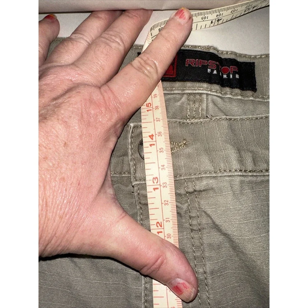 Mens wrangler riggs workwear pants Ripstop Carpenter 42x34 Khaki EUC